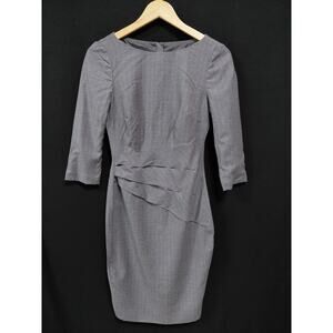 HOBBS LONDON Hobbs Wool Blend Dress Gray Solid 3/4 Sleeve Knee Length Size 2